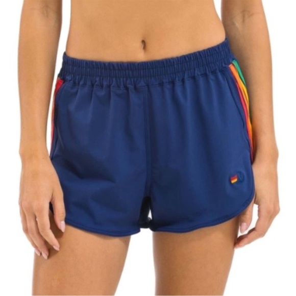 Aviator Nation Pants - AVIATOR NATION flex jogger board short women’s navy rainbow stripe NWT size M